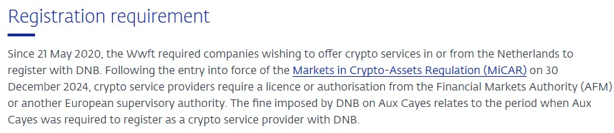 Dutch National Bank statement on OKX fine