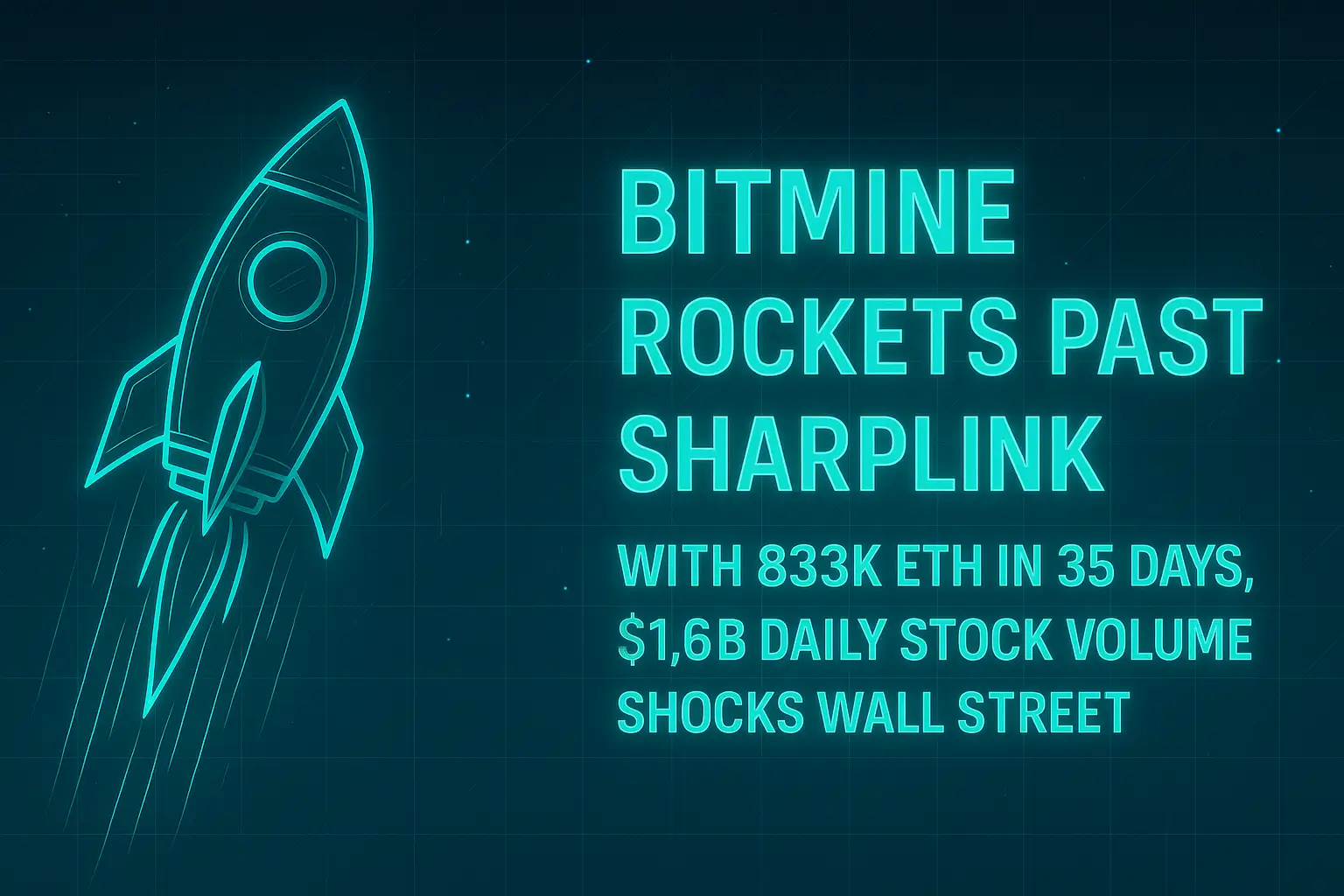 BitMine Rockets Past SharpLink with 833K ETH in 35 Days, $1.6B Daily Stock Volume Shocks Wall Street