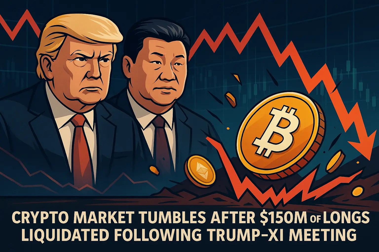 Crypto Market Tumbles After $150M of Longs Liquidated Following Trump-Xi Meeting