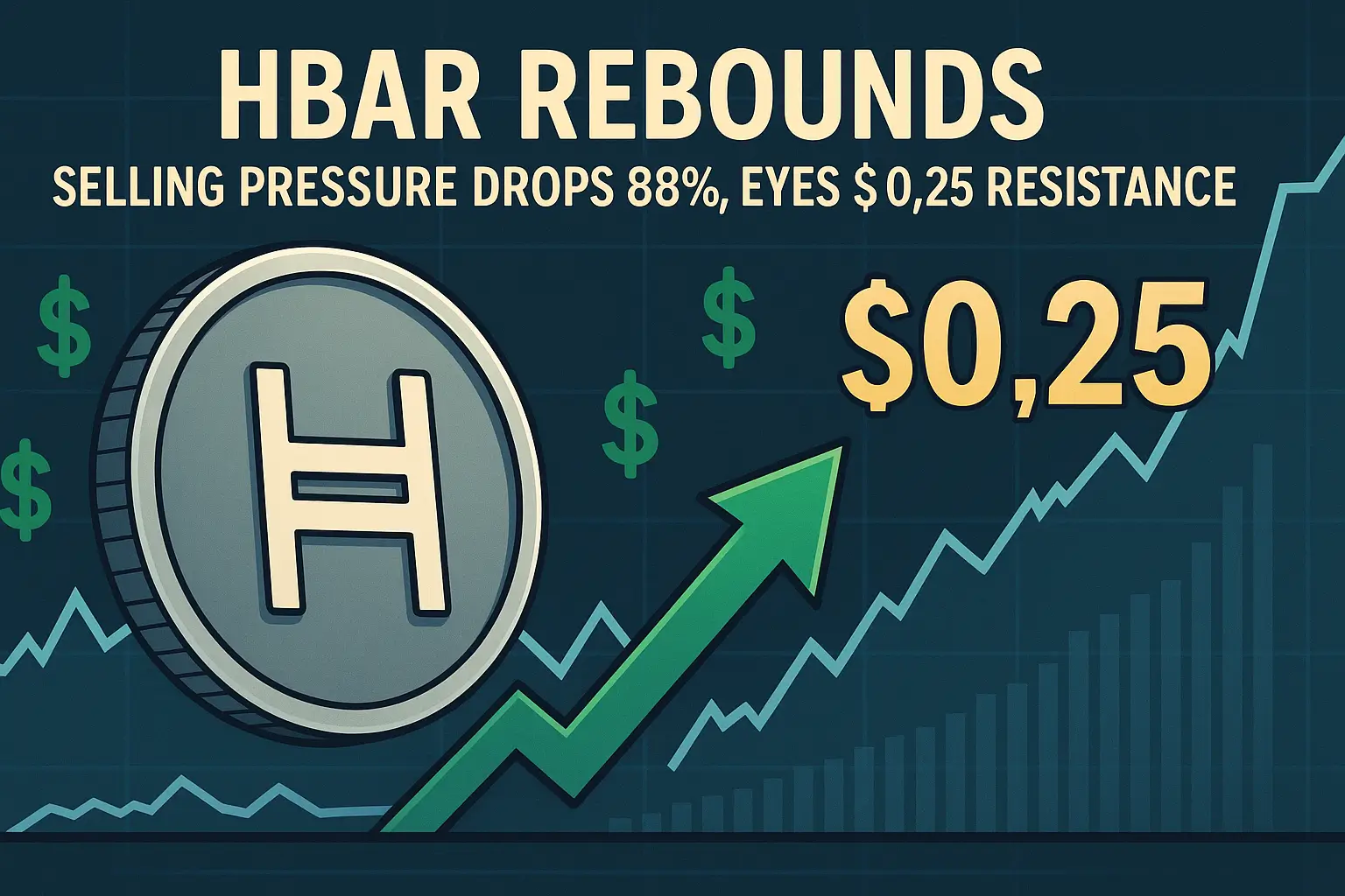 HBAR Rebounds as Selling Pressure Drops 88%, Eyes $0.25 Resistance